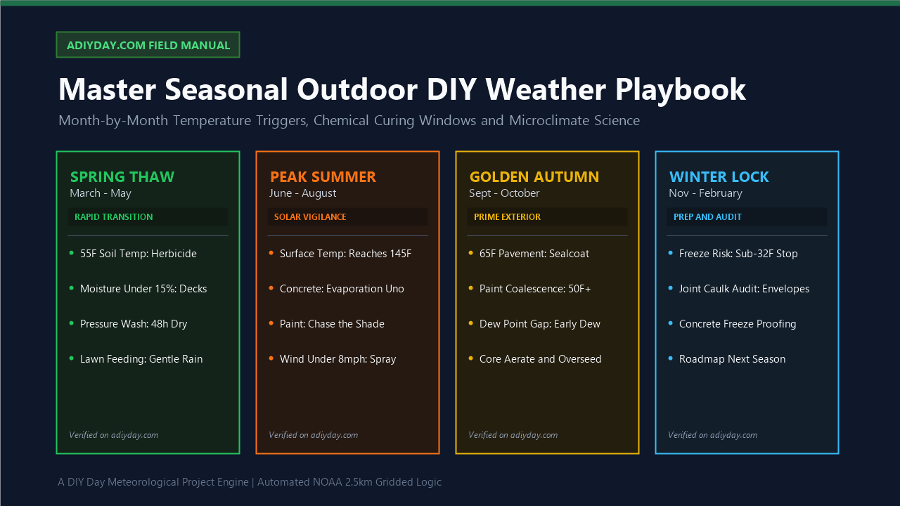 Master Seasonal Outdoor DIY Weather Playbook Infographic